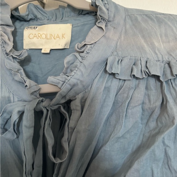 Chic Light Blue Blouse with Ruffle Details - Picture 4 of 4